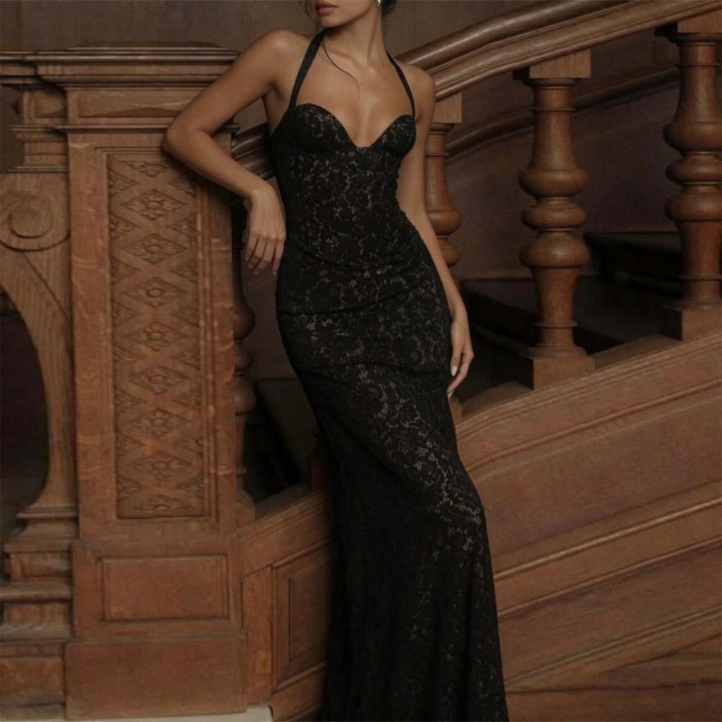 Europäischer und amerikanischer Stil Damenbekleidung neu modisch und sexy tiefer Ausschnitt Spitze figurbetontes Abendkleid Kleid Damen
