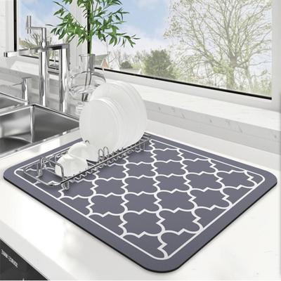 Dish Drying Mat Large Draining Mat Super Absorbent Dish Drying Mats For Kitchen Counter Rubber Backing Kitchen Drying Mat