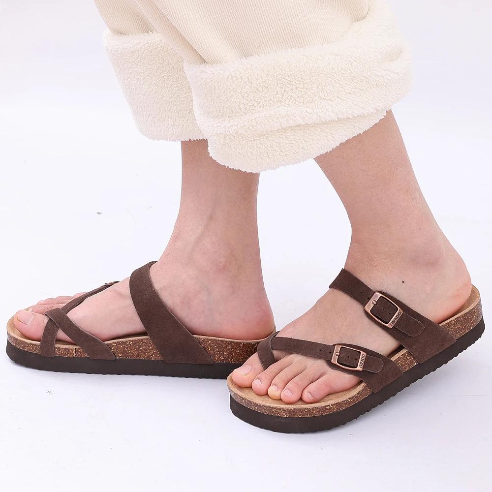 Fashion Crestar Women Retro Cork Sandals New Thick Soles Beach Slippers Fashion Open-Toe Sandals Trendy Slip-on Streetwear Mules Shoes