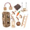 Kaninchen Rollenspielzeug Natürliches Holz Kiefer Hanteln Einrad Glocke Kauspielzeug Set für Vogel Meerschweinchen Ratte Kleintier Backenzähne Zubehör