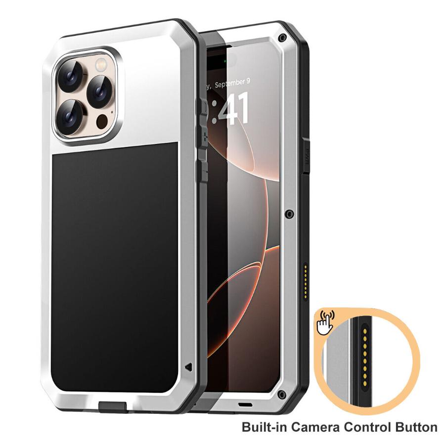 Per iPhone 18 17 Air 17e 16 15 14 13 12 11 Pro Max XS 8 7 Plus XR Custodia Metallica Doom Tank Resistente Copertura Protettiva Schermo in Alluminio