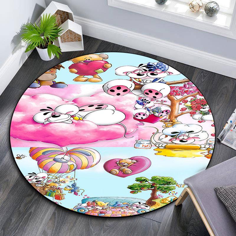 Diddl Cartoon Pattern Round rug,Carpet Rug for Living Room Bedroom Playroom ,Non-slip Floor Mat,Holiday Gifts and Birthday Gifts.