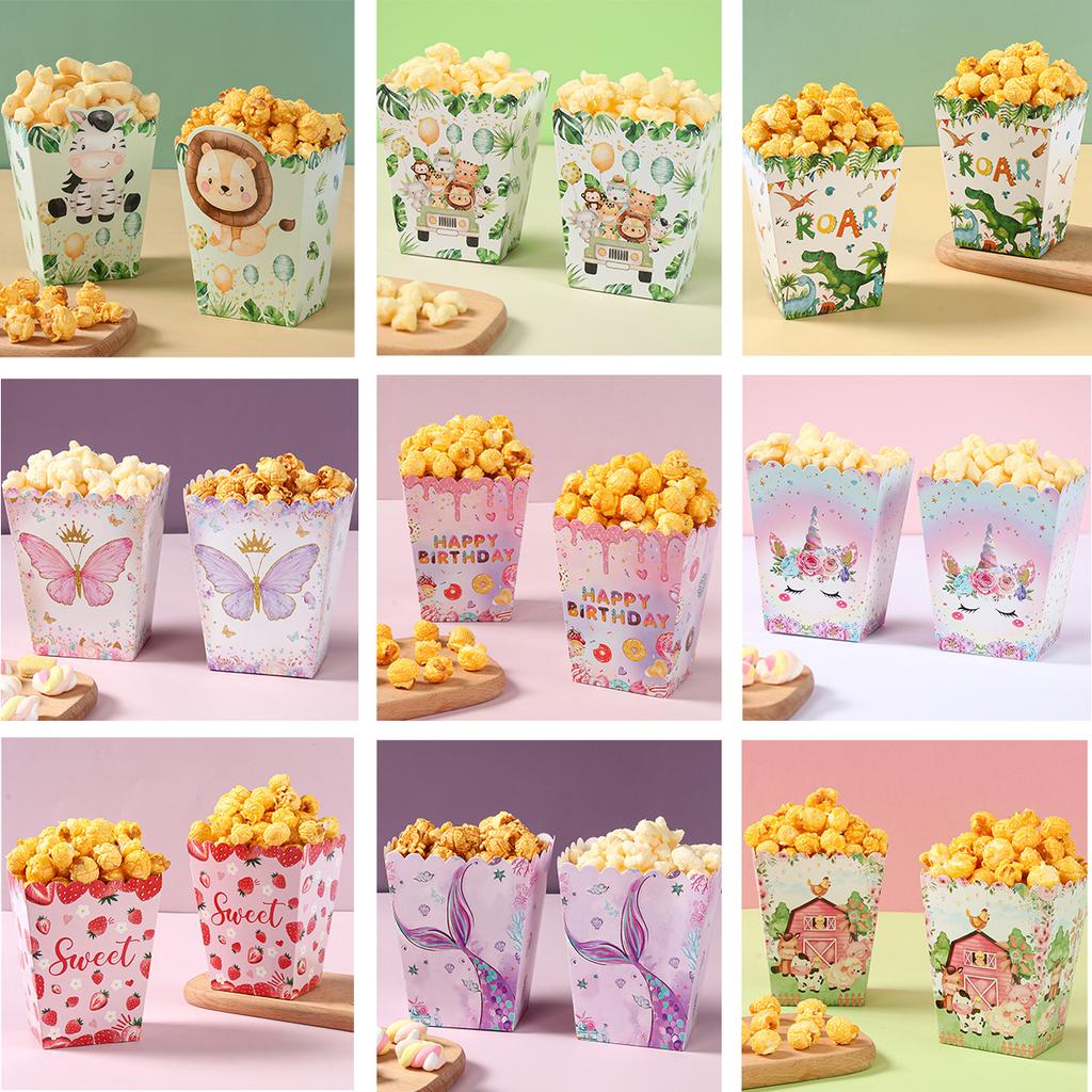 Jungle Safari Popcorn Candy Box Mermaid Butterfly Donut Hawaii Birthday Party Decor Kids Strawberry Wedding Party Supplies Gifts