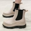 Water Shoes Japanese and Korean Thick-soled Elastic Rain Shoes Medium Tube Women's Rain Boots Chelsea Water Boots Rain Martin Medium Tube Water Boots