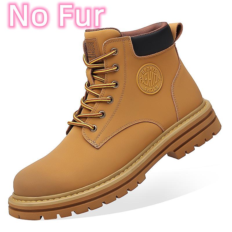 Male Winter Plush Snow Boots Low Top Mens Sneakers Stylish for Men Motocross Boots Lace-Up All-match Men Boots Men's Shoe