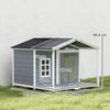 Dog House Weatherproof Elevated Dog House Made of Wood with Asphalt Roof, Terrace, for Medium-Sized Dogs 103x107x83.5cm Grey