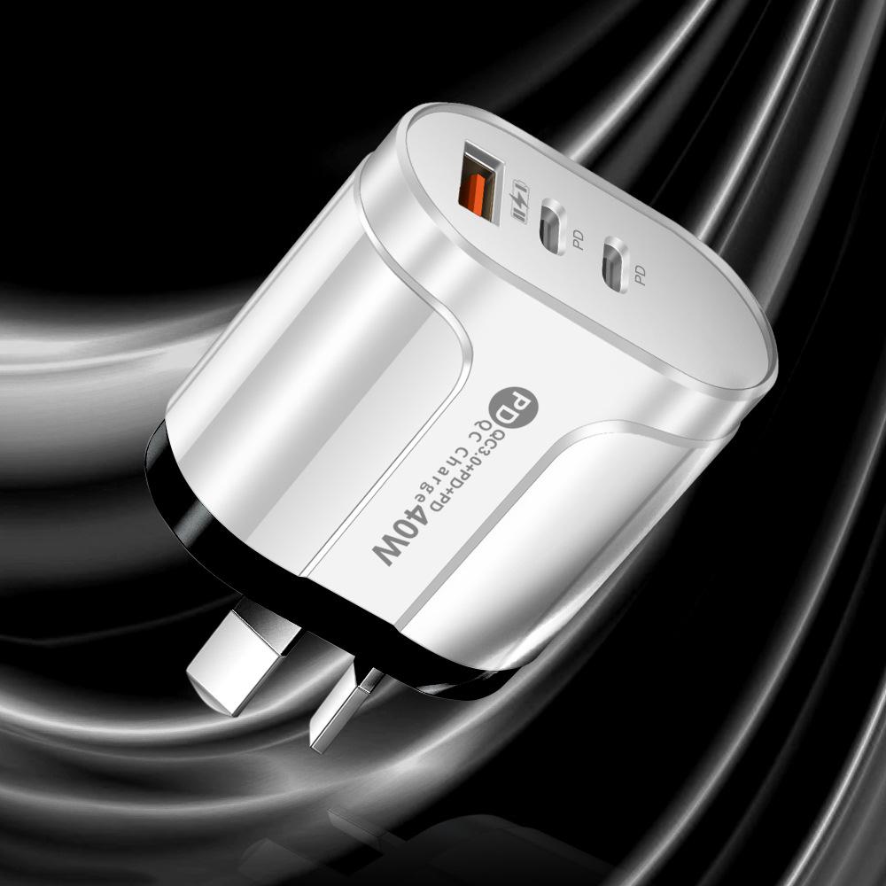 Universelles Netzteil-Ladegerät: Kompatibel mit US-, EU-, UK-, AU-Spezifikationen, verfügt über 1 USB + 2 PD-Anschlüsse