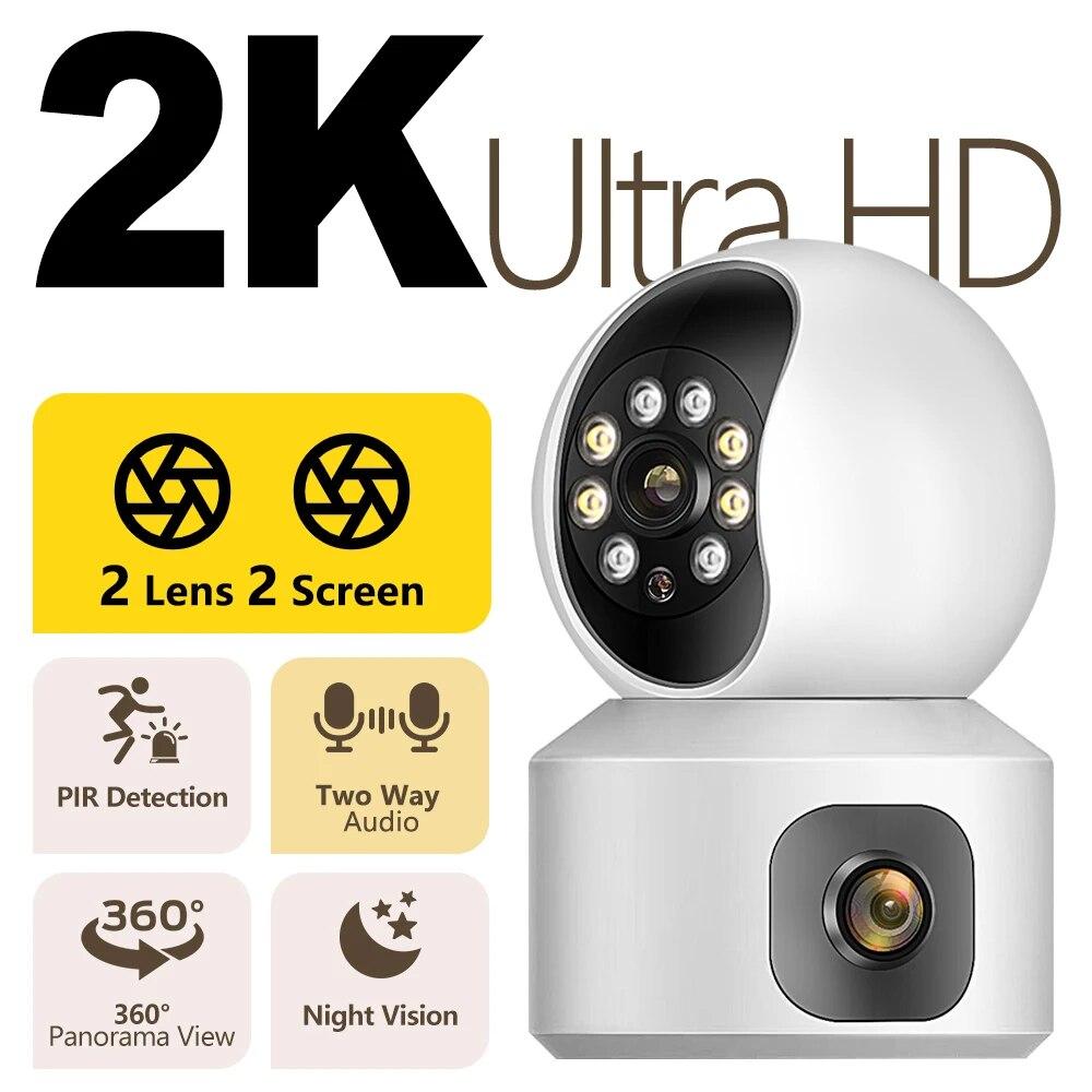

4MP 2K Dual Len Screen PTZ IP Camera WIFI Wireless Smart Home Security Surveillance Camera Two-way Audio Baby Pet Monitor Video EU PLUG NO CARD