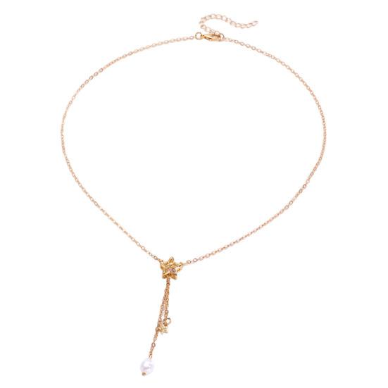 Earrings Necklace Star Shape Ear Studs with Imitation Pearl Detail Adjustable Chain Bracelet Dating Gatherings Jewelry Gift