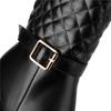 Women's High Heel Boots Autumn and Winter New Waterproof Platform Thick Heel Large Size Plush Mid-calf Boots