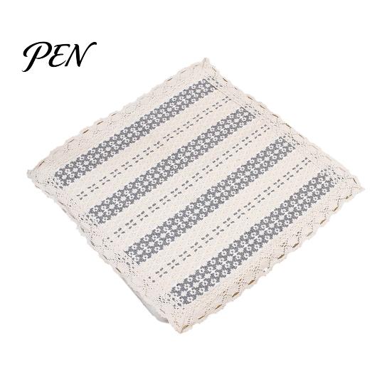 Durable Kitchen Chair Pad Cotton Linen with Ties, Square Summer Seat Lace Rattan Trim, 15.75" X Breathable Washable Mat for Dining Office Protective