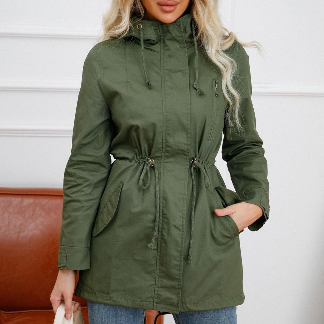 GMXIA Женский однотонный хлопковый плащ с капюшоном и принтом — фото 3