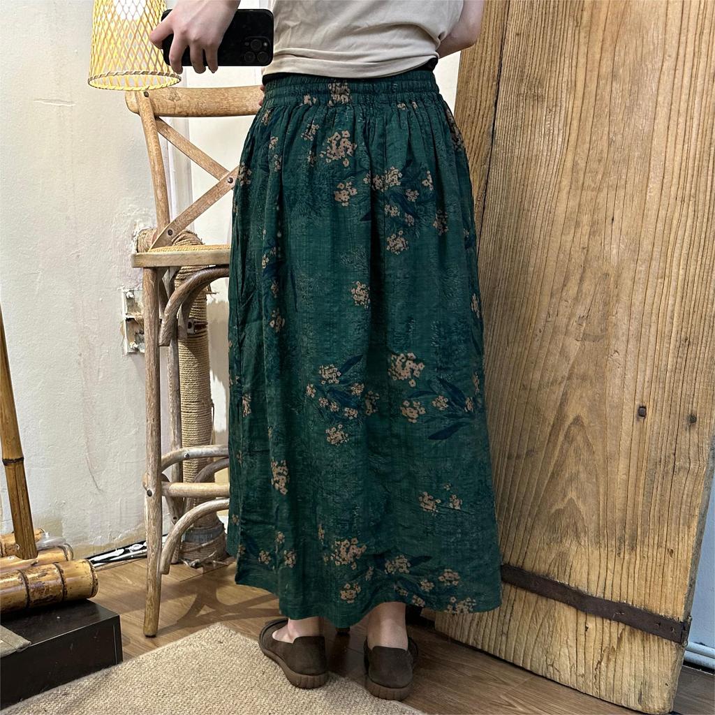 DIMANAF 2025 Damen Sommer Leinenröcke Vintage Elastisch Faltenrock Elegant Neu Hoher Bund