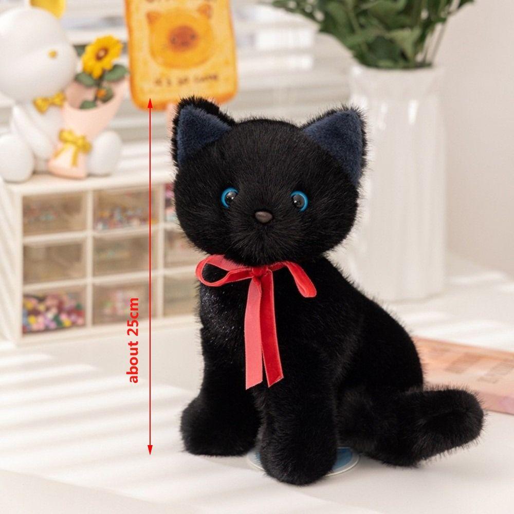 Fluffy Simulated Cat Plush Toys Sitting Pose Cat Doll Delicate Lifelike Kitten
