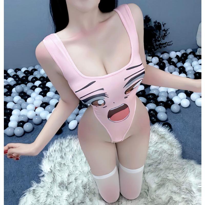 New Sexy Dead Library Water One-piece Open Crotch Uniform Two-dimensional Cartoon Tight One-piece Erotic Underwear