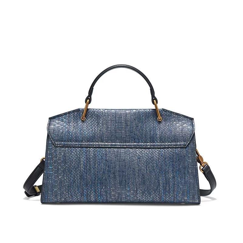 Borsa da Donna, Nuova Borsa da Donna Blu con Fantasia Serpente Versatile a Spalla Singola o Crossbody