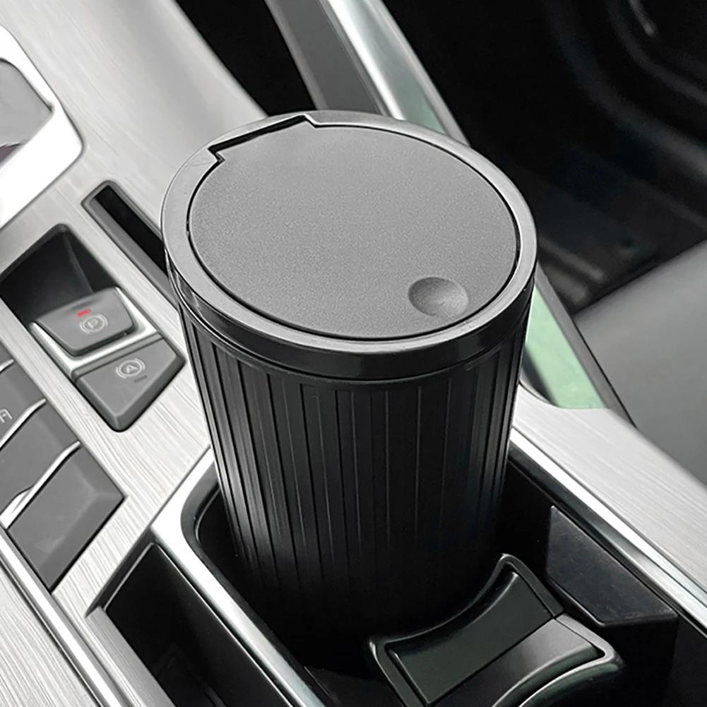 Press Type Car Trash Can Cup Holder Trash Bin with Lid Leakproof Waterproof Car Interior Rubbish Container Trash Can Accessories