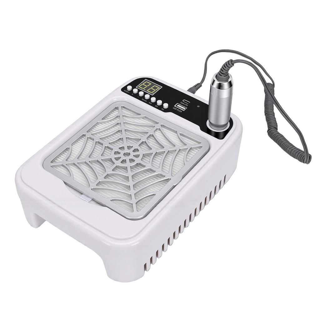 3 in 1 Nail Vacuum Cleaner with Drill Lamp, 35000 RPM 8 Speeds LED Display, for Professional Home Manicure
