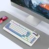 Keyboard 93 Keys Dynamic RGB Backlit Ergonomic Design Wired Gaming Keyboard with Volume Knob for Laptop