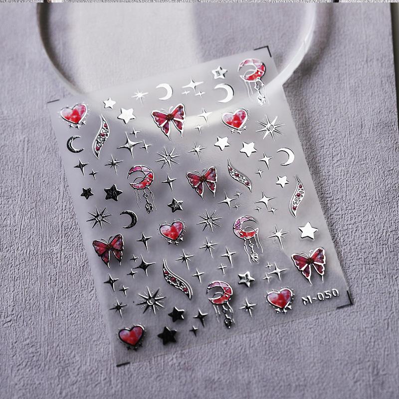 TENSOR 3D Butterfly Nail Stickers, Self-Adhesive Hot Stamping Series M-050