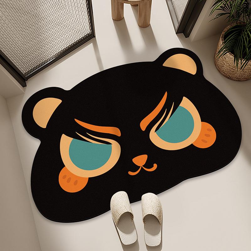 Diatom Mud Floor Mat Bathroom Water Absorption Quick-drying Foot Pad Cartoon Black Cat Dirty-resistant Anti-slip Pad Household Bathroom Entrance Mat