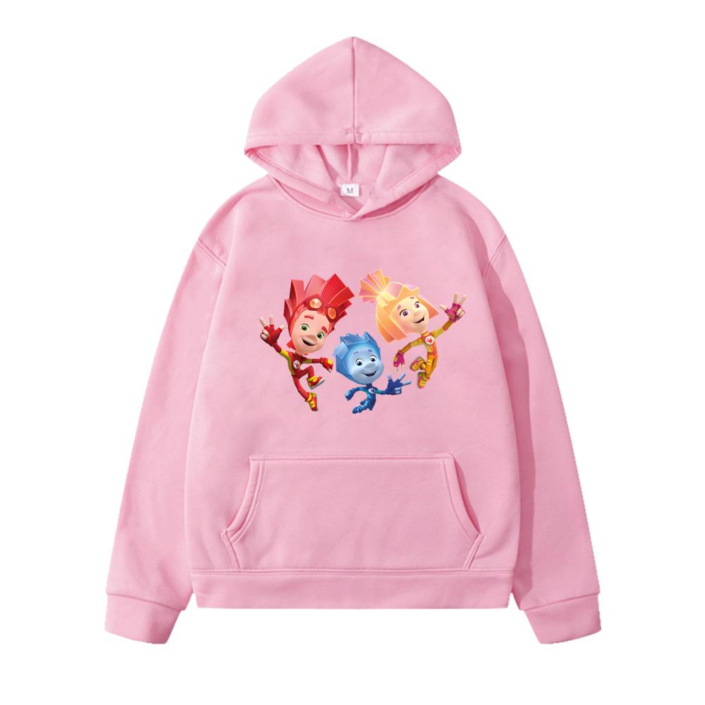 

Fixies Cartoon Print The Fixies Children Hoody Cute Autumn Winter Outdoor Hooded Windproof Clothing Fashion Children s Fleece Hoodies 130 рожевий