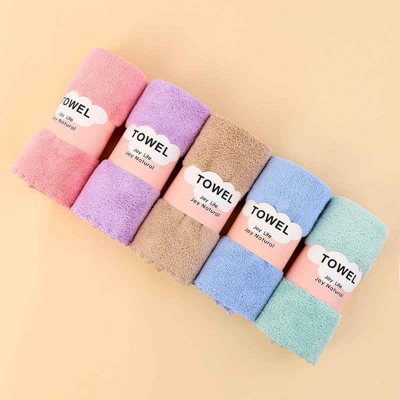 Soft, Absorbent Coral Fleece Face Towels - Thick, Comfortable, Plain Color for Home Use