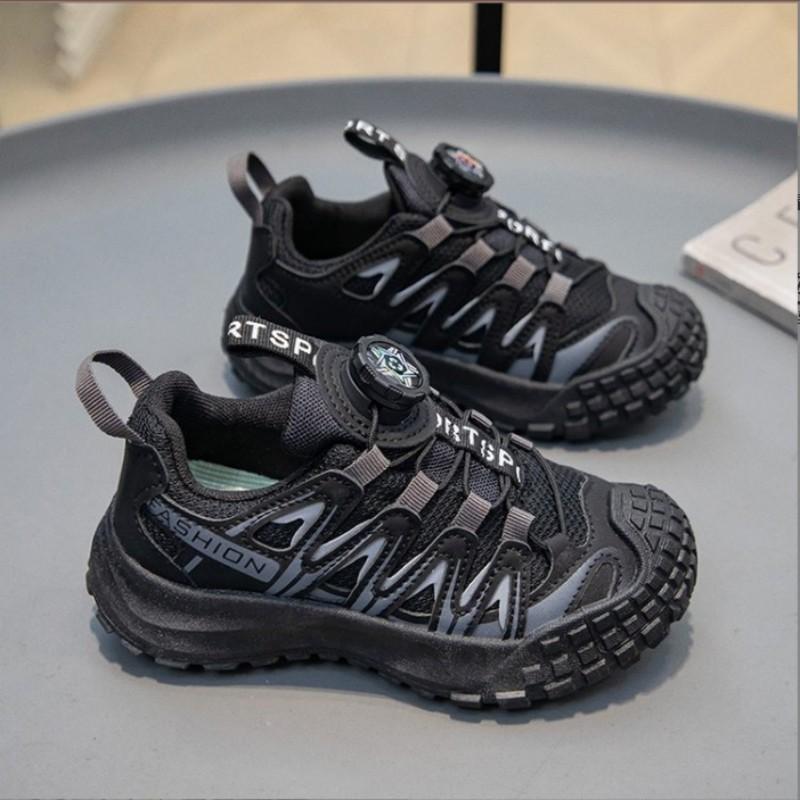2025 Autumn New Boys' Tire Bottom Sports Shoes Double Mesh Girls' Rotating Buckle Ultra Light Bottom Leisure Running Shoes 26-37