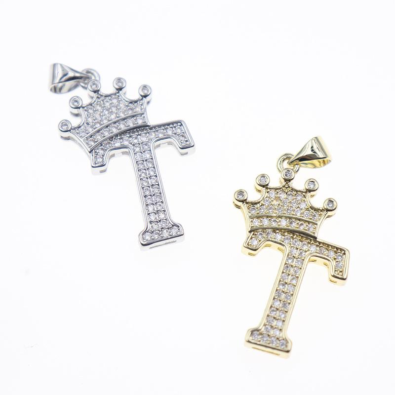 26 English Letters Women'S Letters Crown Pendant Necklace Zircon Pendant Jewelry