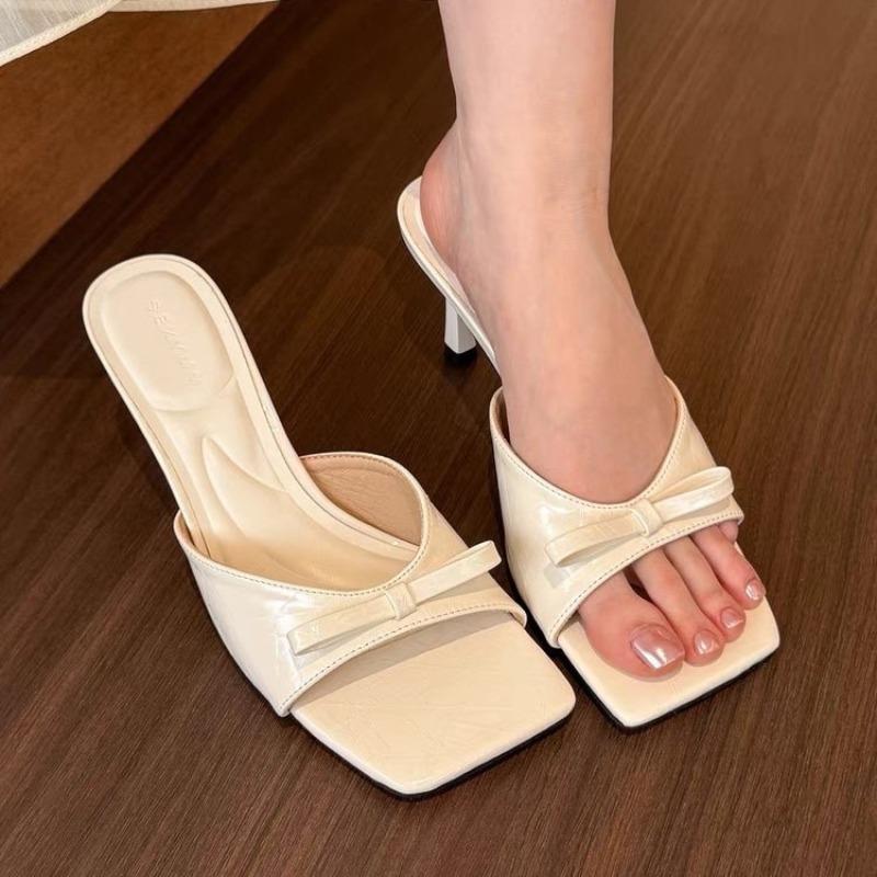 Fashion Bow Slippers High Heels Shoes Casual Fashion Sandals New Beach Dress Slides Pumps Designer Cozy Female Flip Flops Zapatos Mujer