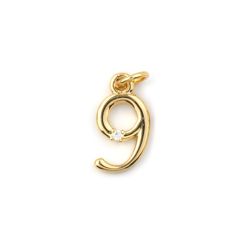 5pcs Brass Charms 18K Gold Plated Number Clear Cubic Zirconia "1-10" Pendants for Man Women Fashion Necklace Jewelry Making