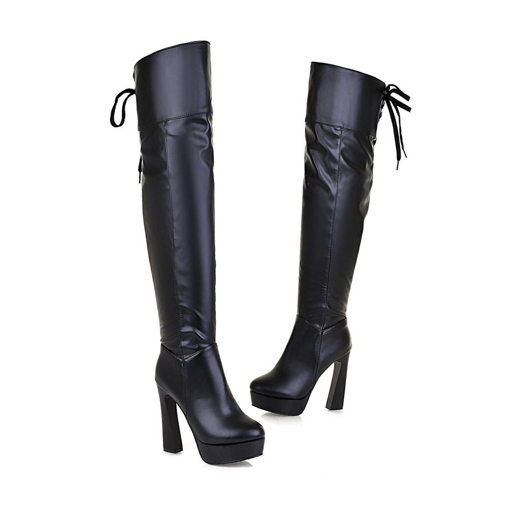 

Women s high-heeled boots autumn and winter classic sexy thick-heeled boots large-size versatile boots 36 чёрный