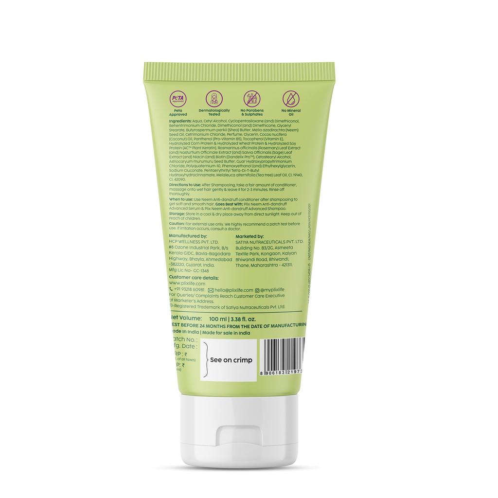 PLIX - THE PLANT FIX Neem Anti-Dandruff Advanced Conditioner | Reduces Dandruff, Dryness & Frizz | With Dandelix Pro™ & Murumuru Butter | Locks In M