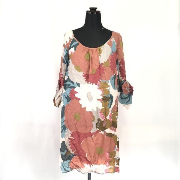 

Made in Japan tibi 100% Silk Long Sleeve Knee-Length Dress/Women s Size M/2/Pink/Floral/