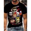 3D Men's Short Sleeved T-shirt with Fun Printed Clothing Summer Men's Round Neck Top Shirt