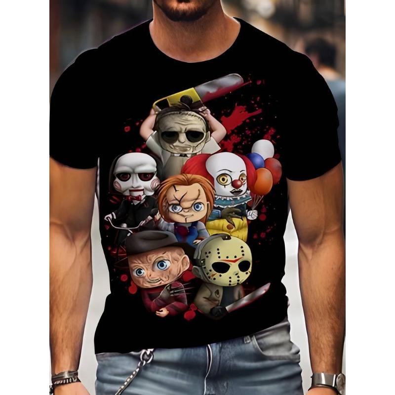 3D Men's Short Sleeved T-shirt with Fun Printed Clothing Summer Men's Round Neck Top Shirt