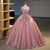 Bean Paste Satin Strapless Evening Gown 2026 – New Backless Slimming Style with Puffy Skirt Bridal & Art Exam Niche