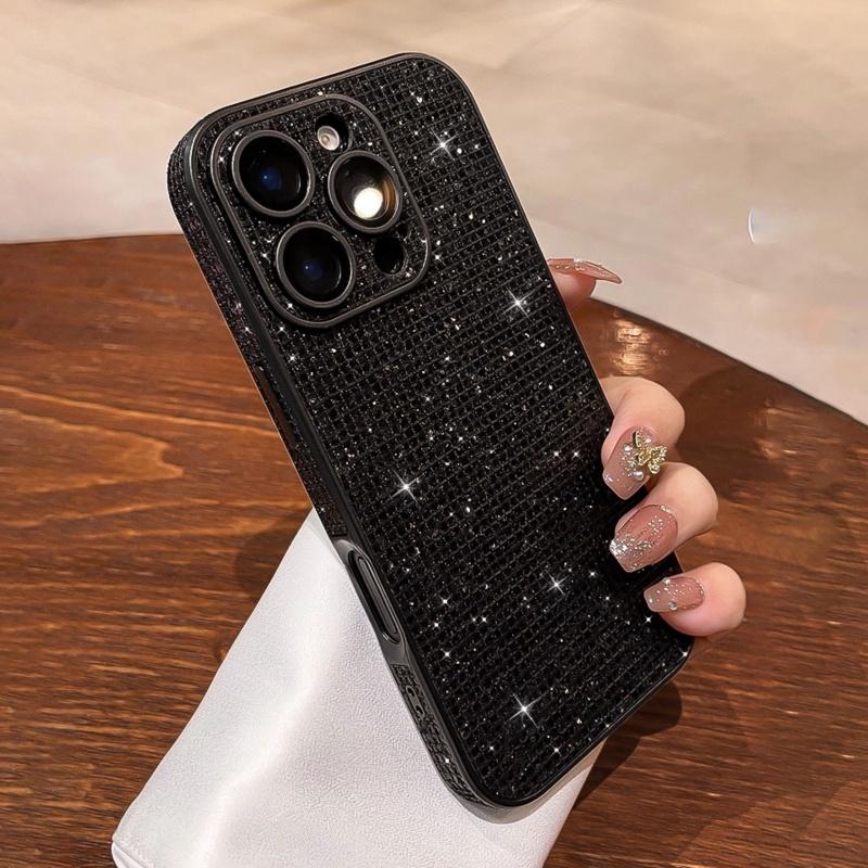 Bling Sparkling Diamond Rhinestones Phone Case For iPhone 17 16 15 14 13 12 Pro Max Camera Protection Shockpoof Bumper Cover