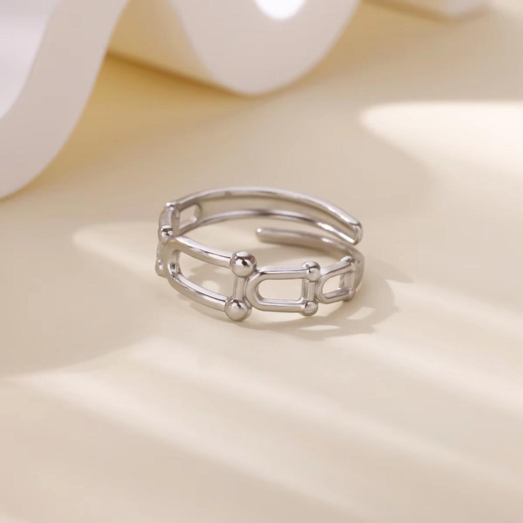 Stainless steel geometric ring new snake cross design sense k-plated opening adjustable ring