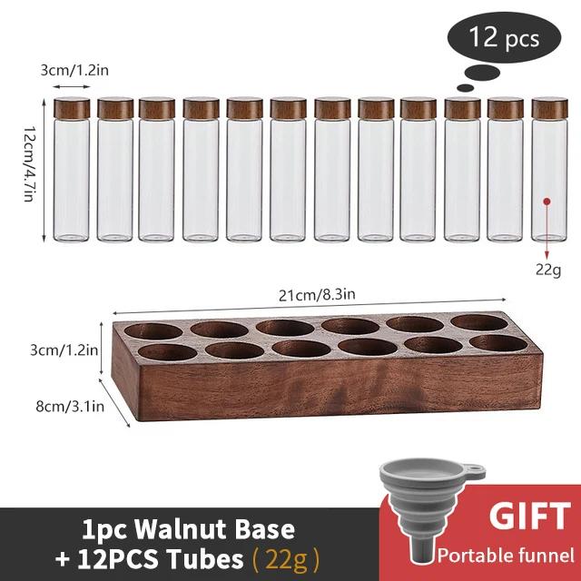 Solid Wood Coffee Bean Tube Display Rack Glass Single Dose Espresso Accessories Coffee Utensils Sets Barista Tools Gifts