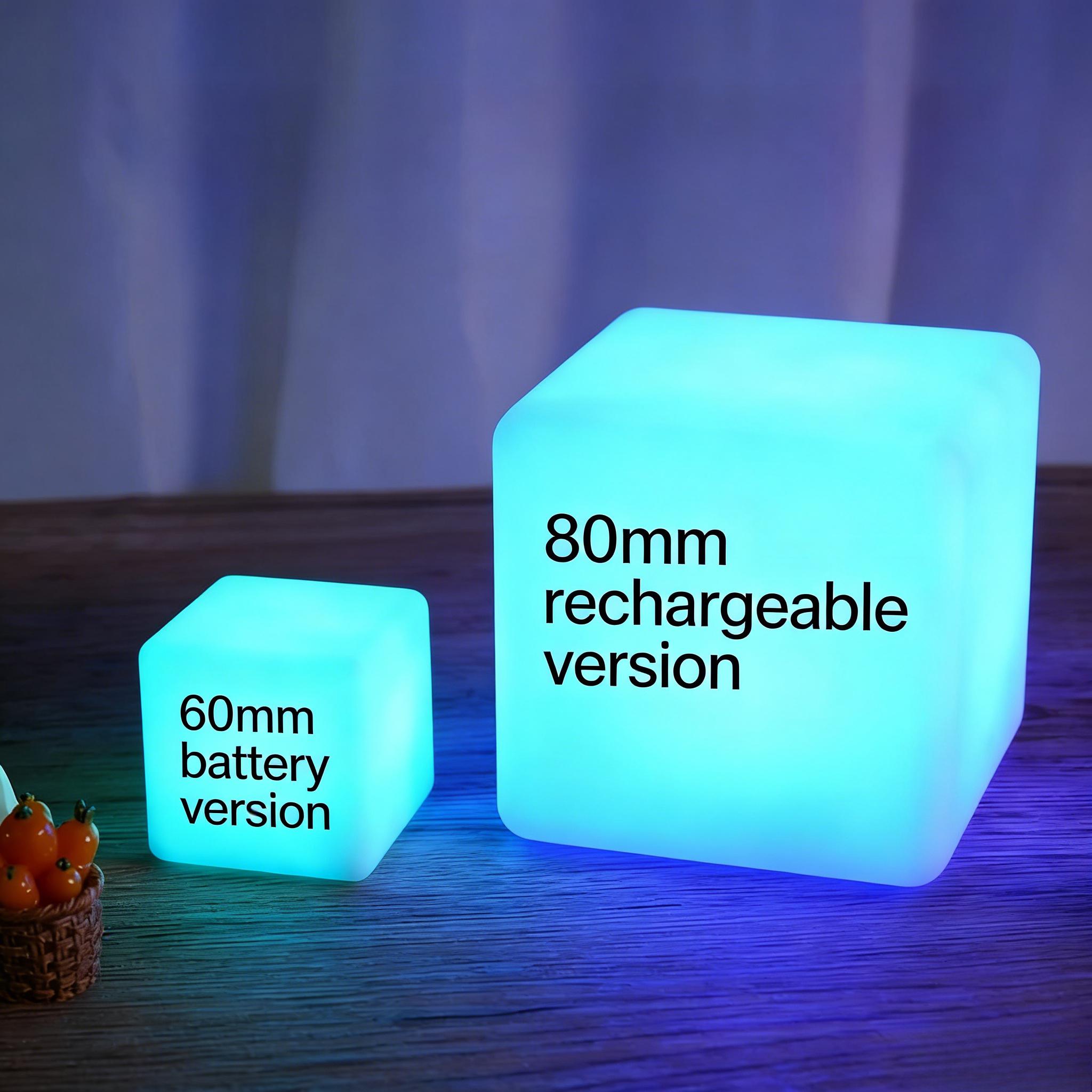 Многоцелевой водонепроницаемый перезаряжаемый маленький ночник RGB, креативная атмосферная настольная лампа, светодиодный светящийся куб 60mm battery-powered