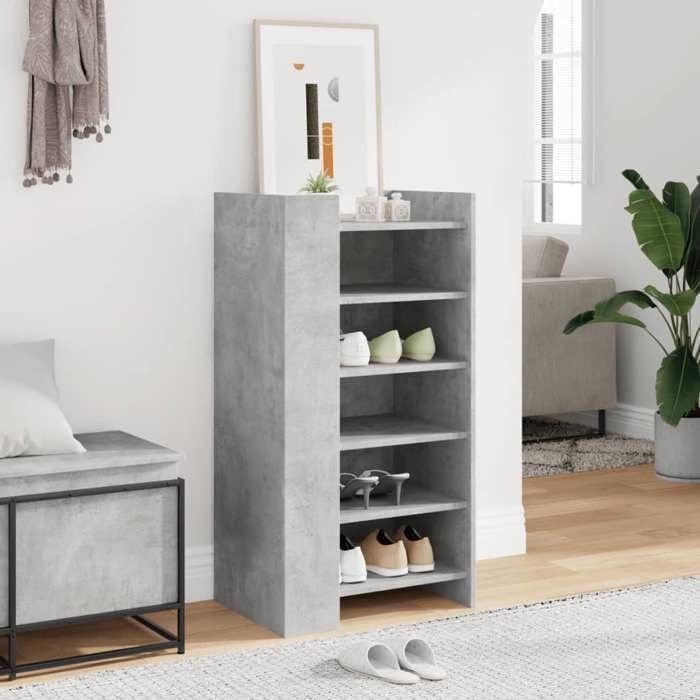 VidaXL Armoire à chaussures gris béton 52x37,5x100cm bois d'ingénierie, rangement de chaussures, armoire de rangement de 848447
