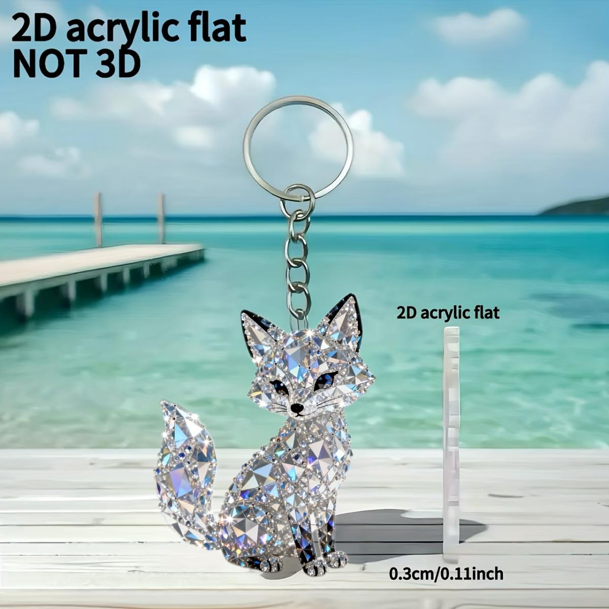 

2D flat fox keychain - cute anime fox acrylic charm - bag pendant, car ornament, and birthday/christmas/valentine s day gift 5.5CM