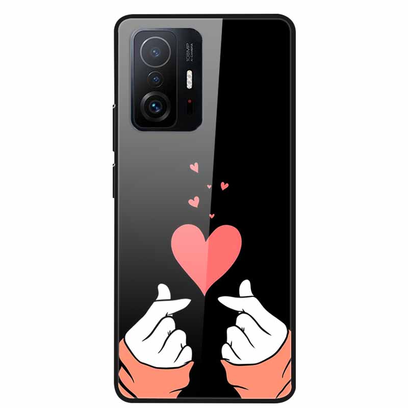 Case For Xiaomi 11T Pro Glass Hard Tempered Glass PC Phone Cover For Xiaomi Mi 11T 11 T Pro Shockproof Landscape Cute Capa Coque