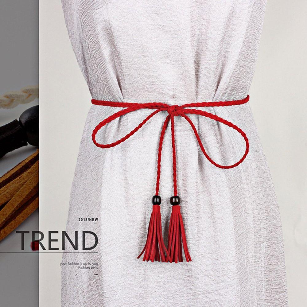 Adjustable Waist Chain Braided Braided Belts Multi-application Tassel Belt