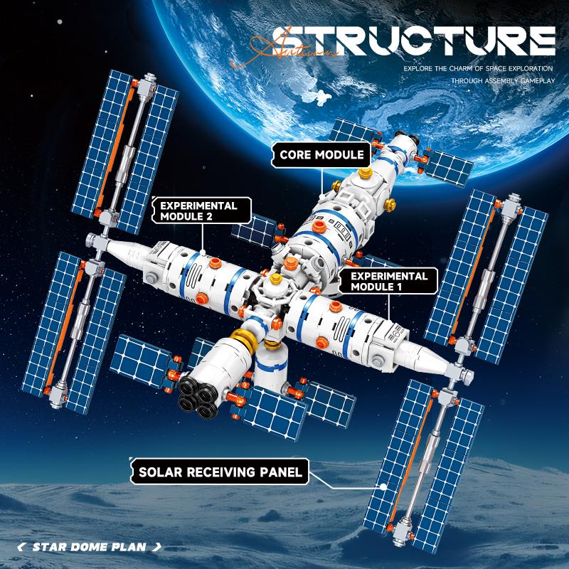 Architectural Brick Playset Space Station Brick Playset Spacecraft Scale Ratio Model Rocket Brick Playset Children Toys Playsets Holiday Gift Present