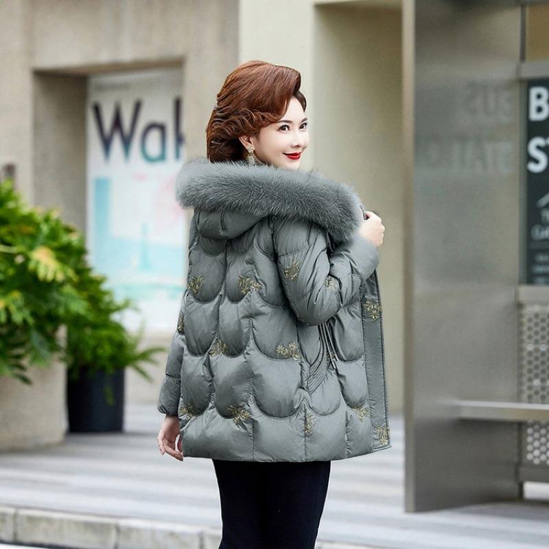 Winter down jacket new real fur collar winter women's clothing thickened warm white duck down jacket
