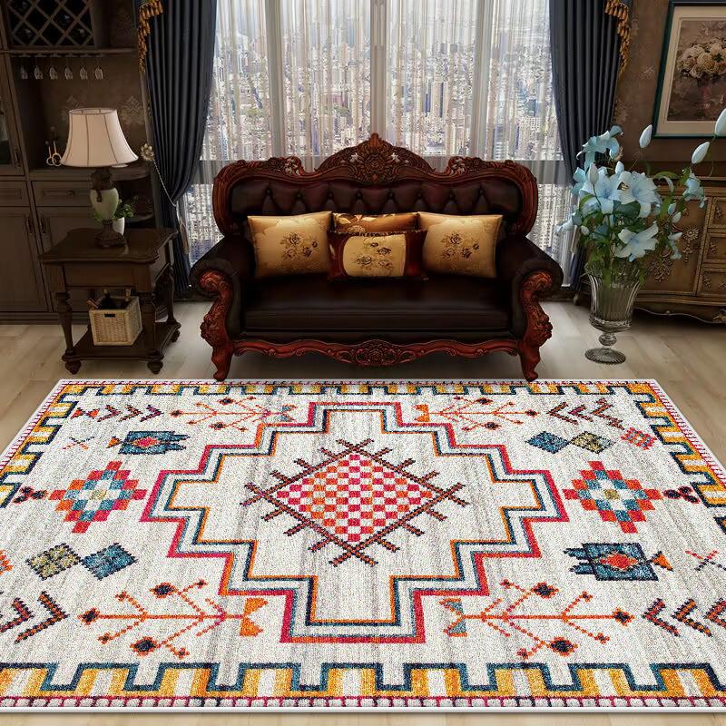 Bohemian Retro Style Decorative Rug for Living Room Soft Antiskid Sofa Table Mat Big Size Foldable Study Decoration Rug Washable