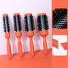 Thermal Protective Ceramic Barrels Hair Brush Natural Volumizing Curls Nylon Bristles Ergonomic Beechwood For Styling