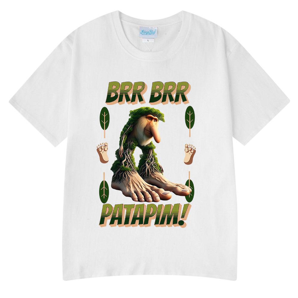 Brr Brr Patapim T-Shirt Lustiges Italienisches Brainrot Meme Grafik T-Shirt Männer Frauen Kleidung Sommer 100% Baumwolle Gemütliche Weiche T-Shirts Oberteile
